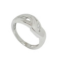 0.10ctw CZ Cross Over Style Ring in 925 Sterling Silver- Size P