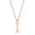 Rose Gold Plated Stainless Steel Letter `I` pendant and necklace