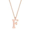 Rose Gold Plated Stainless Steel Letter `F` pendant and necklace