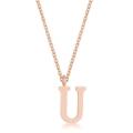 Rose Gold Plated Stainless Steel Letter `U` pendant and necklace