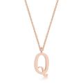 Rose Gold Plated Stainless Steel Letter `Q` pendant and necklace