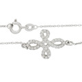 0.21ct Clear CZ Cross Over Charm 925 Sterling Silver Bracelet