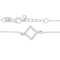 0.10ct Clear CZ Square Charm 925 Sterling Silver Bracelet