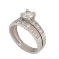 *CD DESIGNER JEWELRY* CZ Solitaire Ring with Band set in Silver