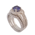 *CD DESIGNER JEWELRY*1.49ctw Cr Tanzanite and CZ 3-Piece Wedding Set in 925 Sterling Silver-Size R