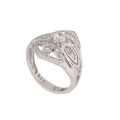 *CD DESIGNER JEWELRY** 0.68ctw CZ Filligree Style Ring in Silver- Size 8.5