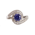 *CD DESIGNER JEWELRY*1.09ctw Cr Tanzanite Engagement Ring in 925 Sterling Silver**Size P*