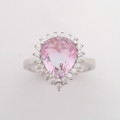 Sterling silver Pink Pear CZ Halo Ring - Size 7/ 9