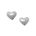 Puffy Heart Stud Earrings in Silver