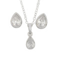 925 Sterling Silver 1.25ct CZ Pendant and Earring Set