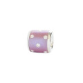 Cylinder Shape Pink Enamel and Rhinestone Crystal Charm/Pendant in Silver
