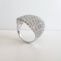 Broad Victorian Style CZ Ring in Silver - Sizes 7.75 / 9