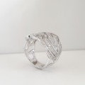 Artistic CZ Broad Band Ring in Silver - Size P