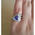 Diamond Cluster and CR Tanzanite ring in White Gold