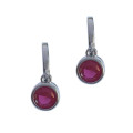 Ruby Red CZ Hoop earrings in 925 Sterling Silver