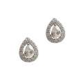 Pear Halo CZ earrings in 925 Sterling Silver