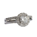 CZ Halo Solitaire with band in Silver- Size 8/ 9