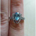 **CD DESIGNER JEWELRY**1.52ct Natural Topaz and CZ Engagement Ring in 925 Sterling Silver*Size O*