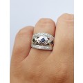 *CD DESIGNER JEWELRY* 1.23ctw Simulated Sapphires and Clear CZ Ring in Silver