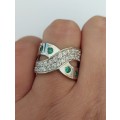 *CD DESIGNER JEWELRY* 1.30ctw Cr Emerald and CZ Ring- Size R