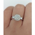 *CD DESIGNER JEWELRY* Cluster with side CZ`s Ring in Silver- Size 8.5