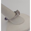 *CD DESIGNER JEWELRY* Cluster with side CZ`s Ring in Silver- Size 8.5