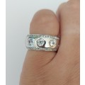 *CD DESIGNER JEWELRY* 1.21ctw CZ 13GRAMS Solid Silver Band