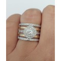 0.70ctw Two Tone Broad CZ Ring in Silver- Size R