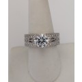 *CD DESIGNER JEWELRY* 2ct CZ Broad Band Ring in Silver- Size 8 , 9
