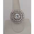 *CD DESIGNER JEWELRY* 3ct Cushion CZ Ring in Silver- Size R