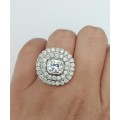 *CD DESIGNER JEWELRY* 3ct Cushion CZ Ring in Silver- Size R