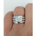 *CD DESIGNER JEWELRY* 1.6ct Princess CZ Ring in Silver- Size R