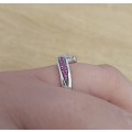 925 Sterling Silver Ruby Red CZ Band -Size 9.25