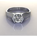 *CD DESIGNER JEWELRY* 1ct Tensions set CZ  Ring in Silver Size P