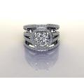 *CD DESIGNER JEWELRY* 2.2ct CZ Halo Broad Ring in Silver Size 8.25