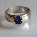 *CD DESIGNER JEWELRY*1.00ctw Cr Tanzanite Broad Band Promise Ring in 925 Sterling Silver*Size O*