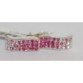 Pink and White Crystal Earrings in 925 Sterling Silver