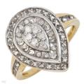10K Two Tone Gold Cluster Diamond Ring- Size 8