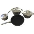 Tissolli Heavy Bottom 7 Piece Gourmet Stainless Steel Induction Cookware Set
