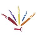 Brand New High Quality Colored 6pc Knife Set Stainless Steel Blade Soft grip Handle
