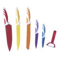 Brand New High Quality Colored 6pc Knife Set Stainless Steel Blade Soft grip Handle