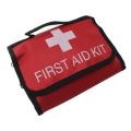 Portable First Aid Kit in Red Carry Pouch for Home Car Office Travel
