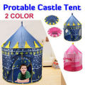 Play Tent Indoor Outdoor Castle Kids Toddlers Children Portable Cubby House Blue