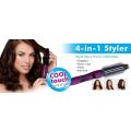 4-IN-1 Styler Ionic Hot Brush and Ceramic Flat Iron Straightens Curls Shines Volumizes hair
