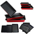 Non Stick Baking Roasting Cooking Trays Set Oven Pans 3 Pieces Choose Red or Black