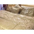 NEW 8 Piece Metallic Gold Designer Comforter Set Polyester Queen Size