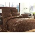 NEW 8 Piece Brown Designer Comforter Set Polyester Queen Size