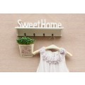 White "Sweet home" With shelf Key Storage 4 Hanging Hook Holder Wall Hanging Rack