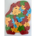 Wooden Lion Animal Jigsaw Puzzle Educational Toy with Alphabets and Numbers