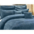 Super King Plush Corduroy Stripe 5pc Comforter Set : Choose Between Black or Blue